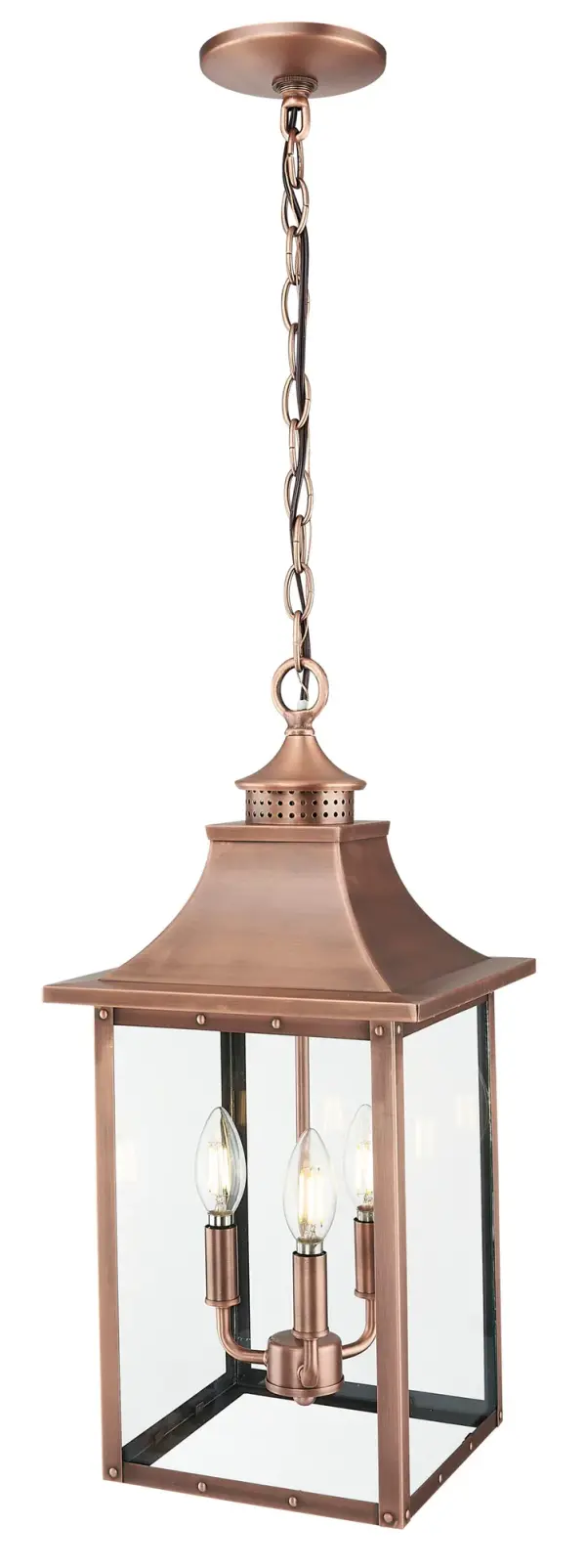St. Charles 3-Light Hanging Lantern in Copper Patina - Image 5