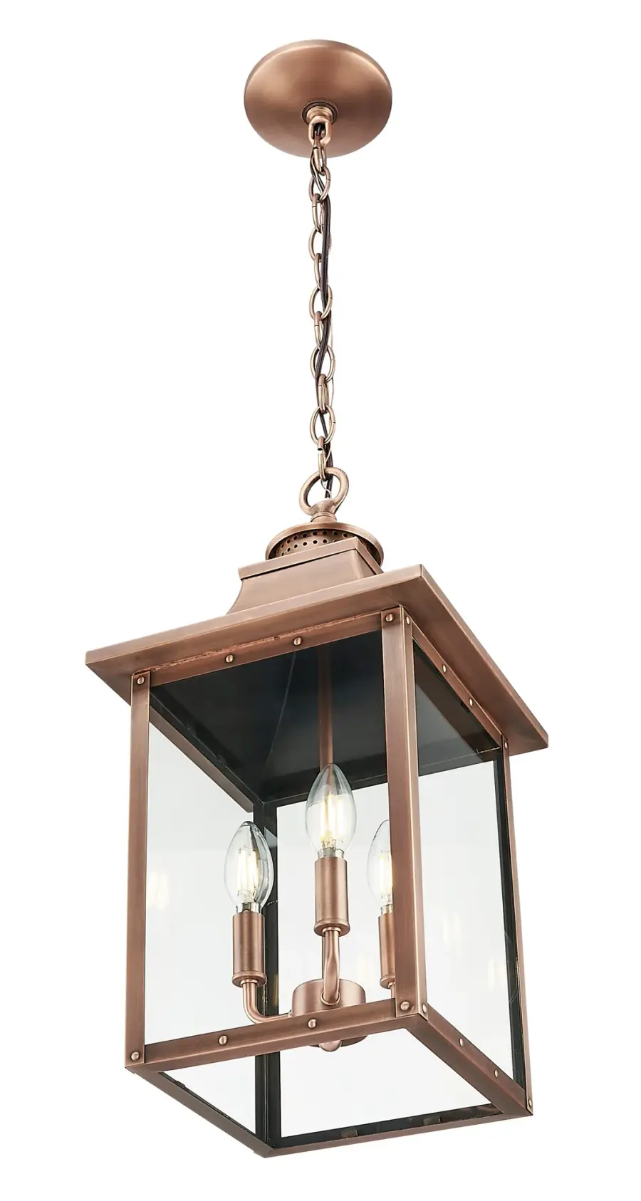 St. Charles 3-Light Hanging Lantern in Copper Patina - Image 6