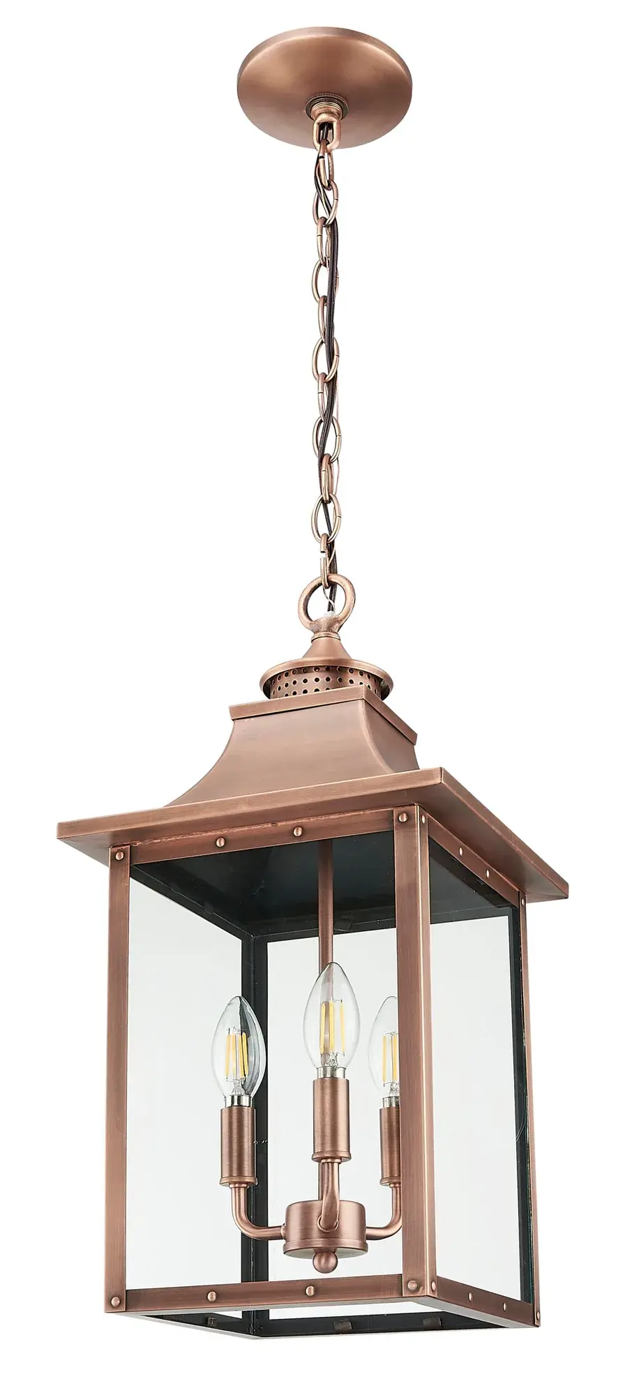 St. Charles 3-Light Hanging Lantern in Copper Patina - Image 1