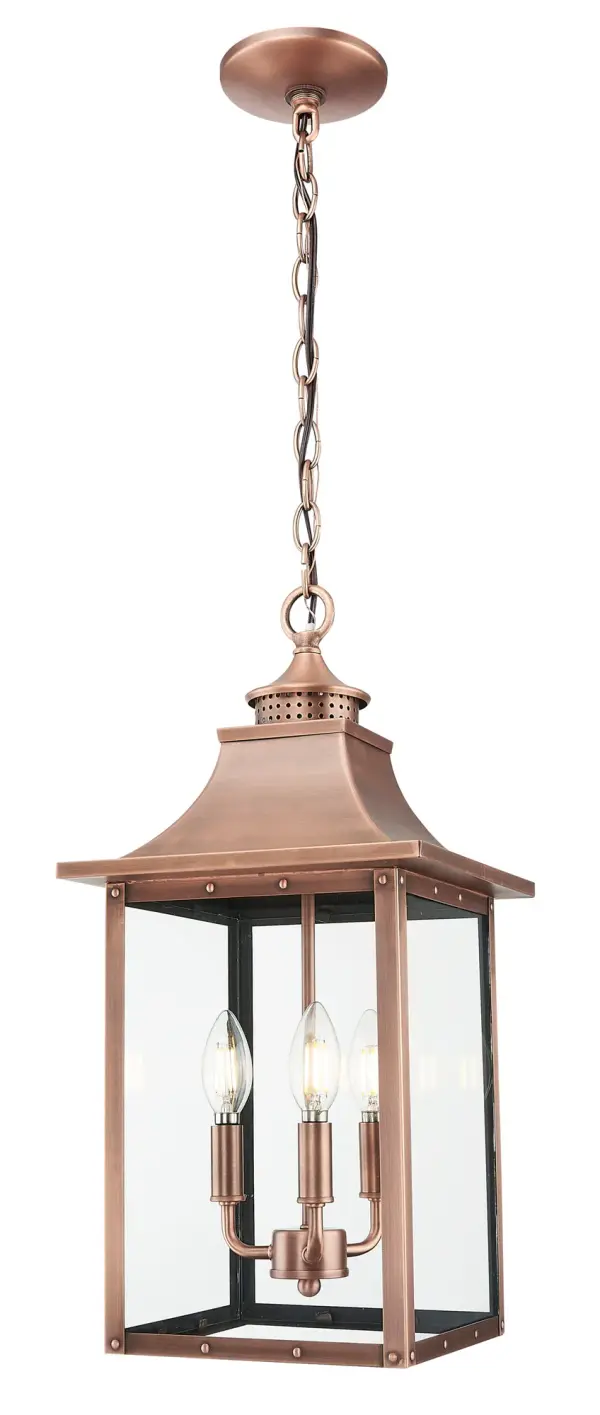 St. Charles 3-Light Hanging Lantern in Copper Patina - Image 7