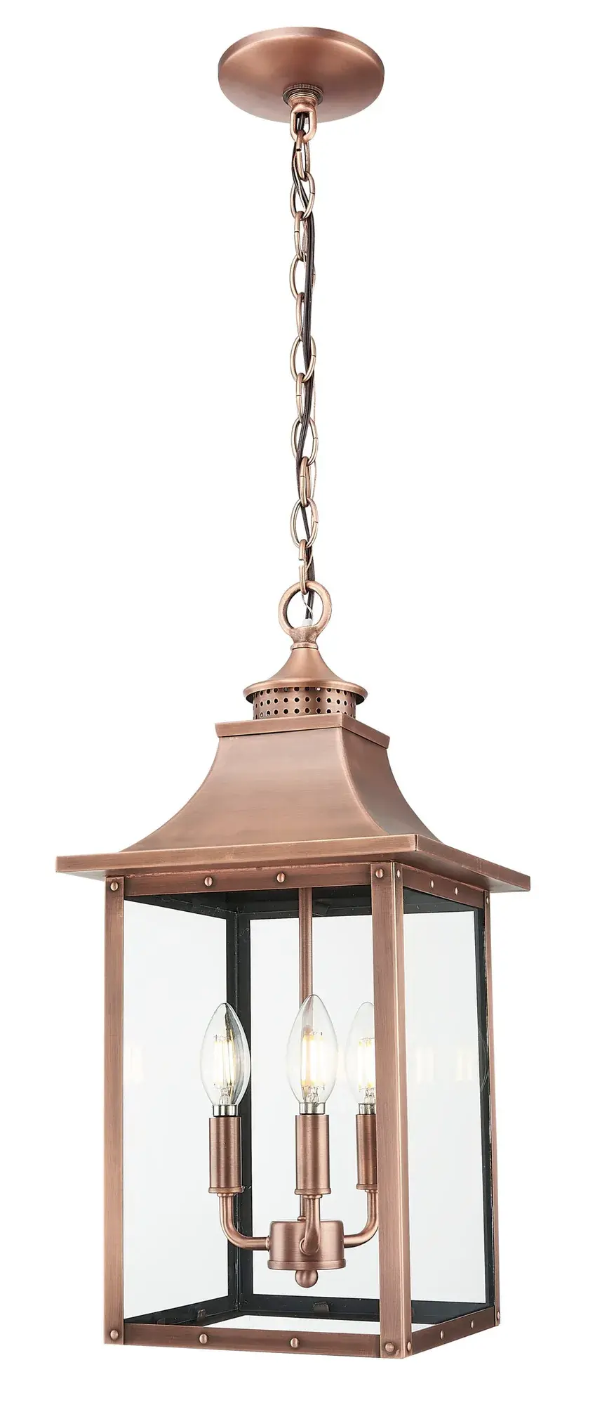 St. Charles 3-Light Hanging Lantern in Copper Patina - Image 7