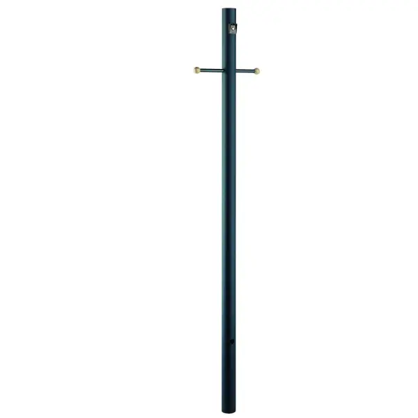 This 7-foot cast aluminum lamp post offers durable outdoor lighting with automatic dusk-to-dawn operation. Direct burial installation provides stability, while the crossarm design accommodates various fixture styles.