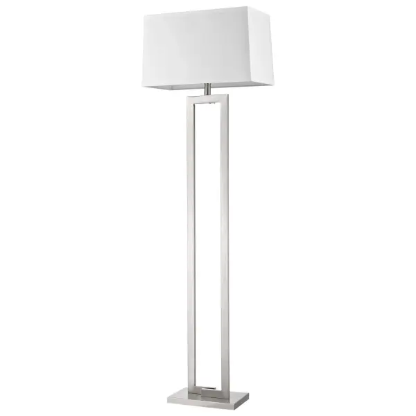 The Riley floor lamp combines brushed nickel steel construction with a classic off-white shantung shade, offering versatile 3-way lighting control. At 60.5 inches tall, it provides excellent reading light while complementing both traditional and contemporary interiors.