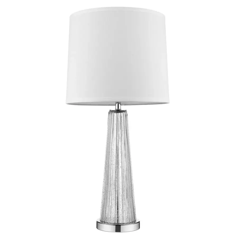 Elegant Chrome Table Lamp with Classic Tapered Shade - Image 1