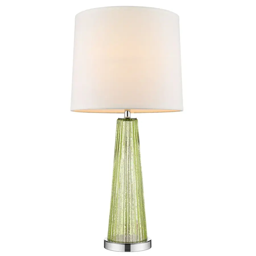 Elegant Chrome Table Lamp with Classic Shantung Shade - Image 2