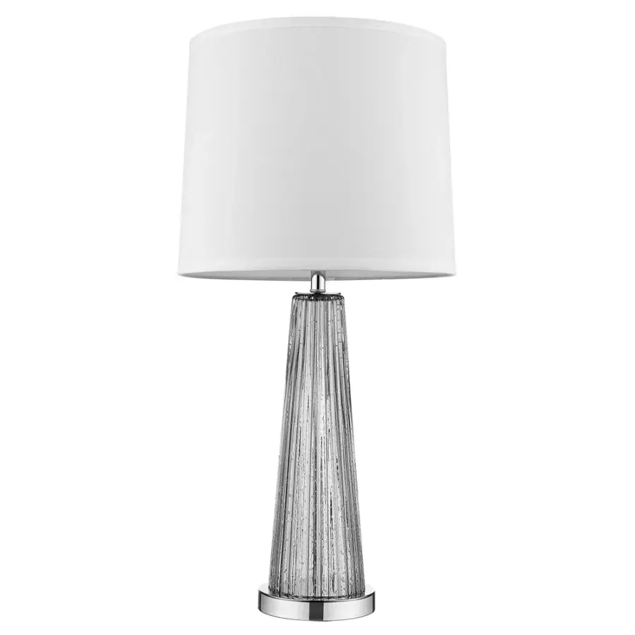 Elegant Chrome Table Lamp with Classic Shantung Shade - Image 1
