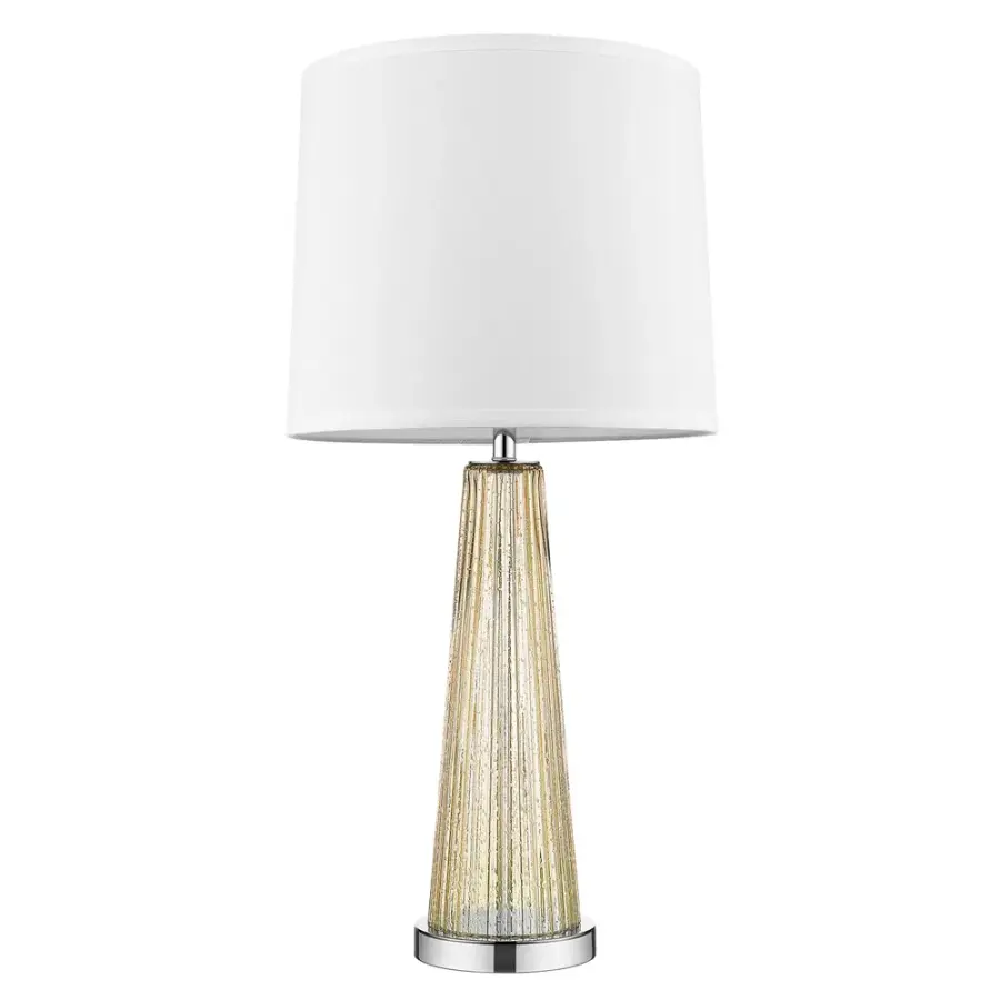 Elegant Chrome Table Lamp with Classic Shantung Shade - Image 1