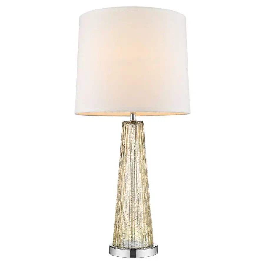 Elegant Chrome Table Lamp with Classic Shantung Shade - Image 2