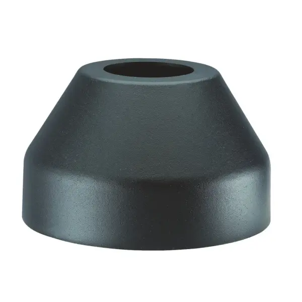 This cast aluminum flange cover provides a clean, professional finish to lamp post bases. The durable matte black coating resists weather while concealing mounting hardware for a polished look.