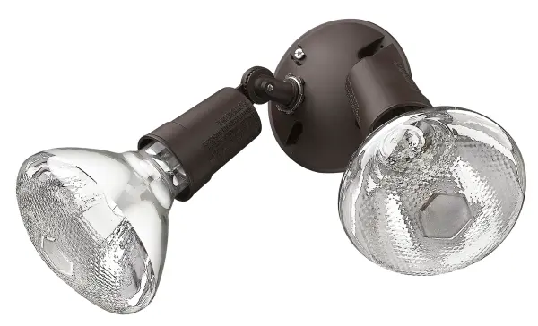 This durable cast aluminum floodlight delivers powerful illumination with two 150W PAR38 bulbs. The architectural bronze finish resists weather while the compact 5-inch profile fits tight spaces.