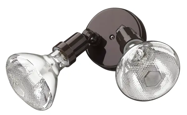 This compact 2-light floodlight delivers powerful illumination with dual PAR 38 bulbs in a durable polycarbonate construction. The architectural bronze finish provides a refined look while the adjustable heads offer flexible coverage.