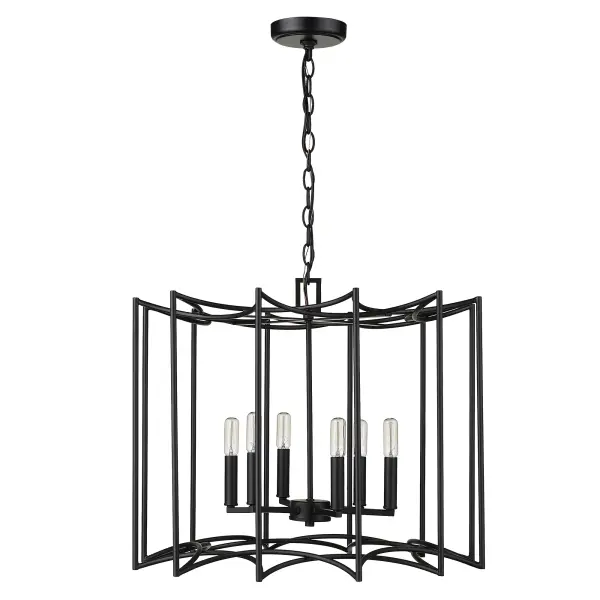 Rhian 6-Light Pendant in Matte Black - Image 1
