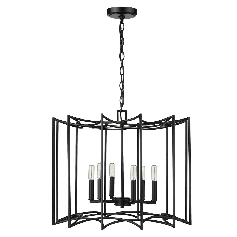 Rhian 6-Light Pendant in Matte Black - Image 1