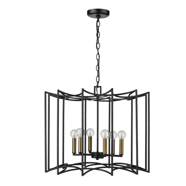 Rhian 6-Light Pendant in Matte Black - Image 2