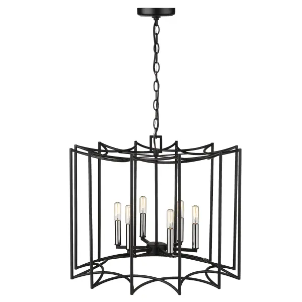 Rhian 6-Light Pendant in Matte Black - Image 3