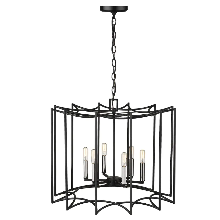 Rhian 6-Light Pendant in Matte Black - Image 3