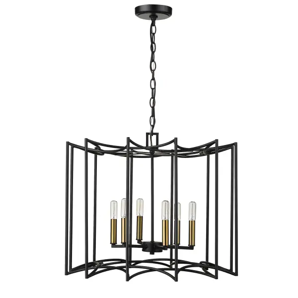 Rhian 6-Light Pendant in Matte Black - Image 4