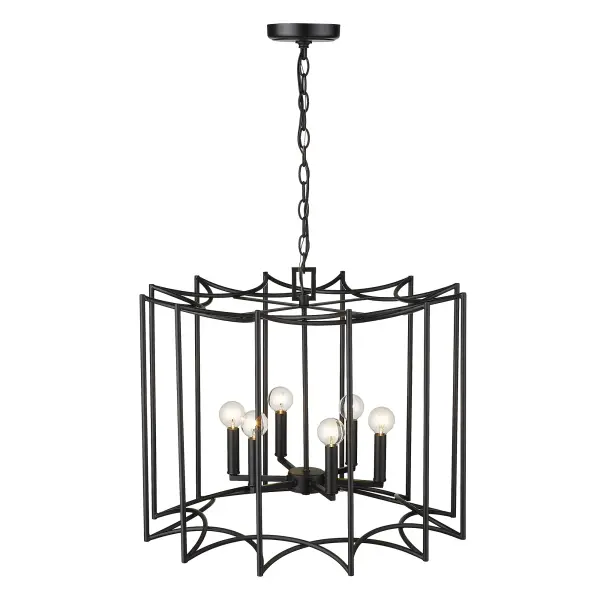 Rhian 6-Light Pendant in Matte Black - Image 5