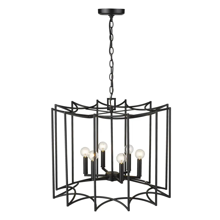 Rhian 6-Light Pendant in Matte Black - Image 5