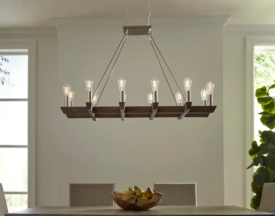 Dramatic 12-Light Linear Chandelier Perfect for Large Dining Spaces - Image 6