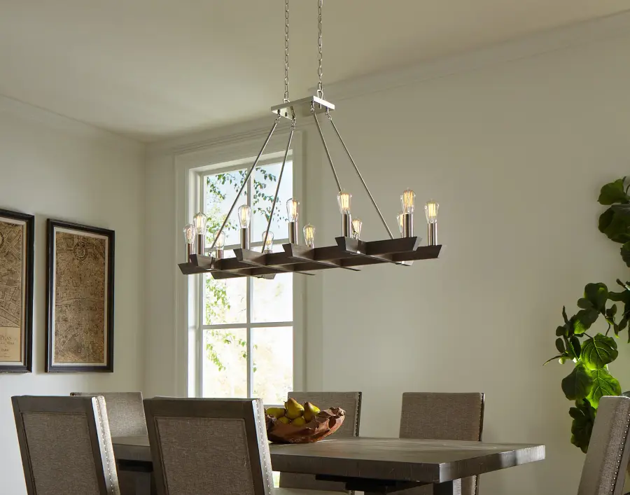 Dramatic 12-Light Linear Chandelier Perfect for Large Dining Spaces - Image 7