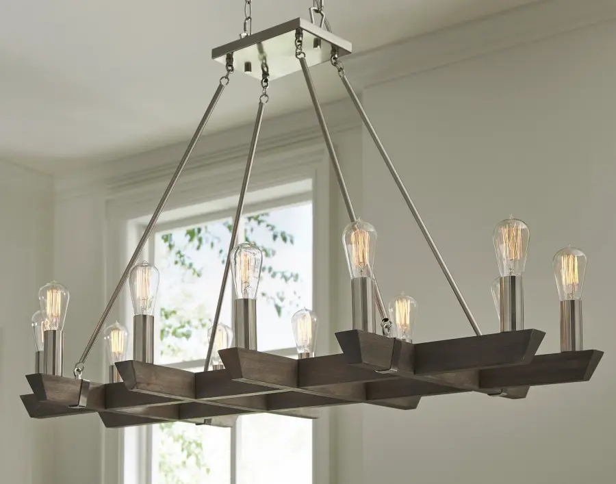 Dramatic 12-Light Linear Chandelier Perfect for Large Dining Spaces - Image 8