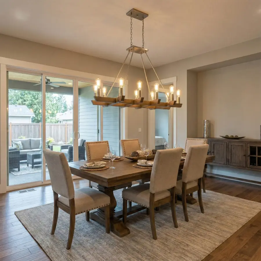 Dramatic 12-Light Linear Chandelier Perfect for Large Dining Spaces - Image 9