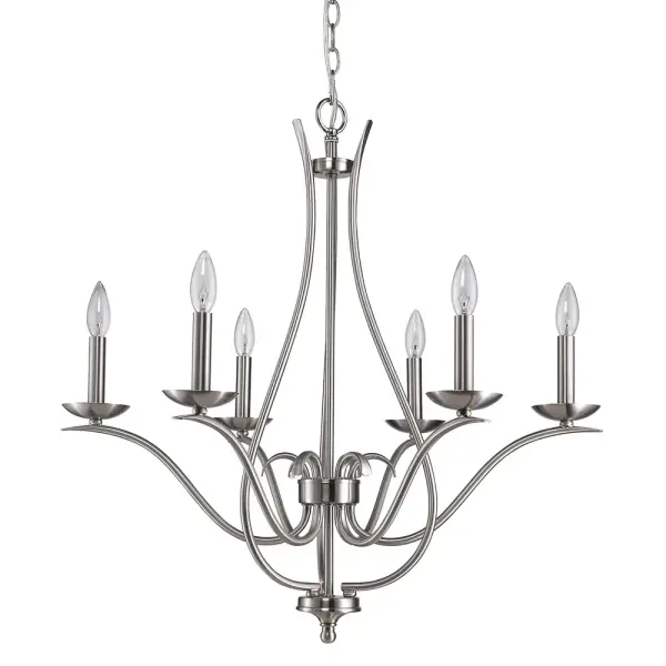 Genevieve 6-Light Chandelier in Satin Nickel