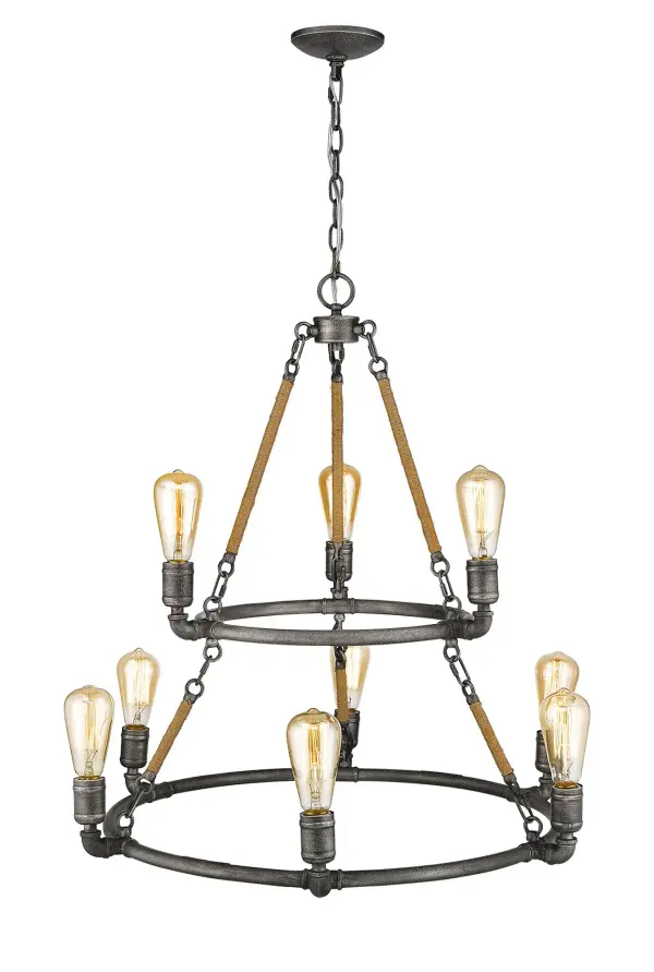 Grayson 9-Light Antique Gray Chandelier - Image 3