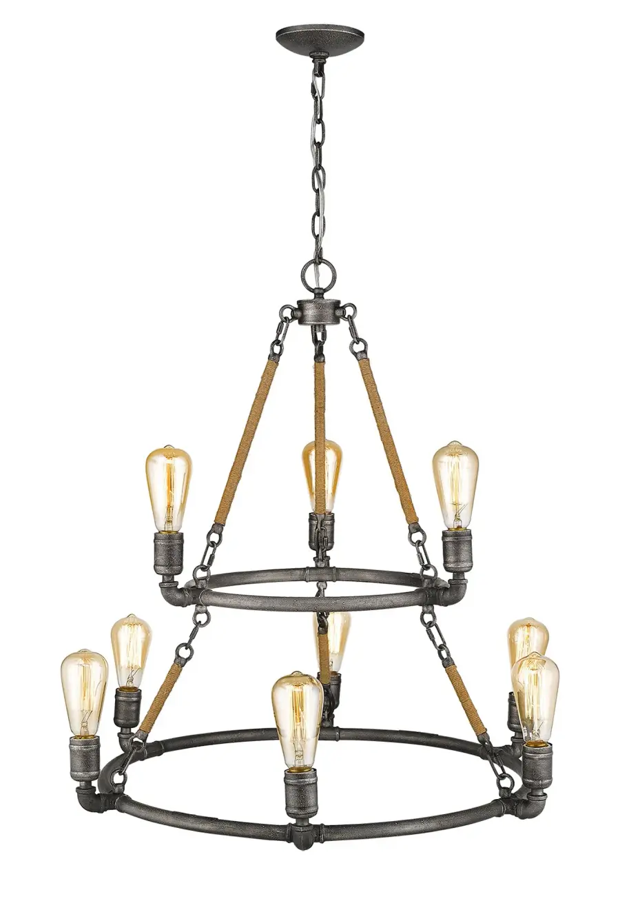 Grayson 9-Light Antique Gray Chandelier - Image 3