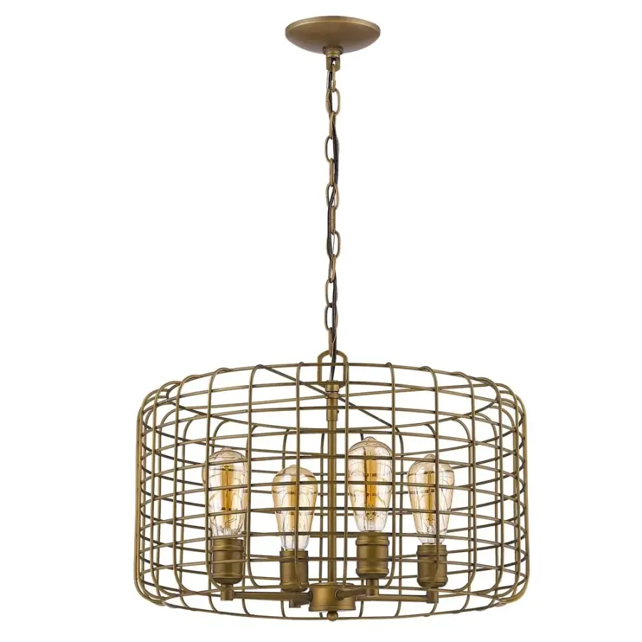 Lynden 4-Light Chandelier in Raw Brass