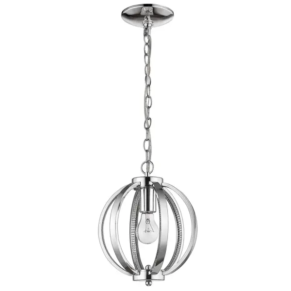 The Nevaeh pendant delivers contemporary style in a compact 9-inch profile. Its polished chrome finish and clean lines make it versatile for modern and transitional interiors, while the adjustable chain allows customization.