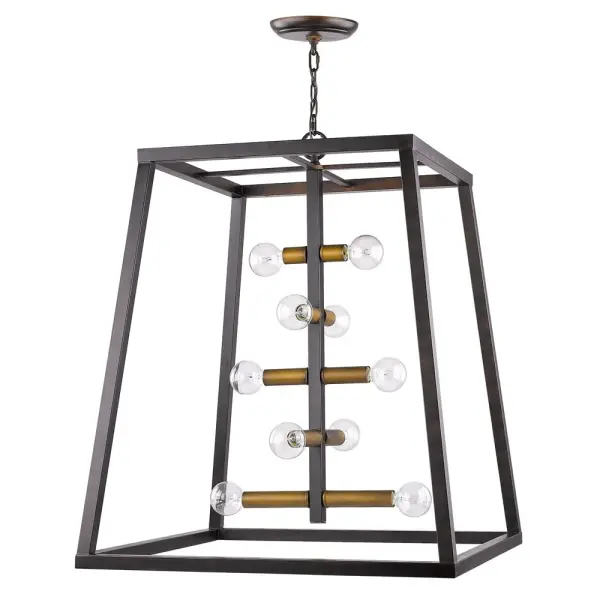 Bold 10-Light Statement Piece with Industrial Charm