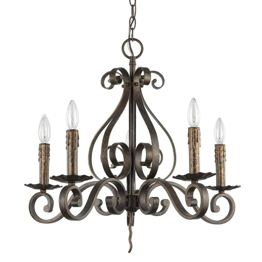 Classic 5-Light Chandelier with Warm Russet Finish