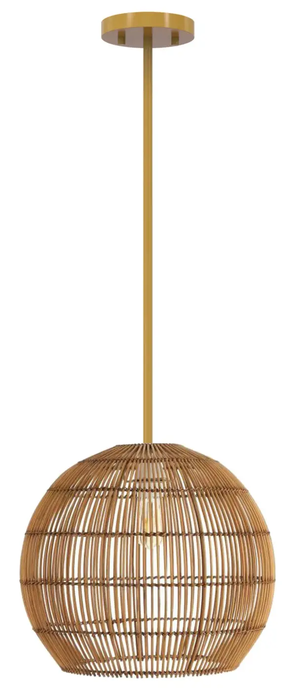 The Berkshire pendant brings organic warmth and texture to any space with its handwoven rattan shade. At 19.25 inches wide, it provides substantial presence while maintaining an airy, light-filtering quality perfect for coastal and modern interiors. - alternate view