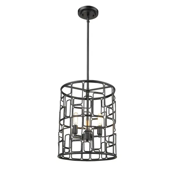 The Amoret 3-Light Convertible Pendant combines industrial charm with practical versatility. Its matte black steel construction and candelabra-style sockets create a modern farmhouse aesthetic, while convertible mounting allows for semi-flush or pendant installation. - alternate view