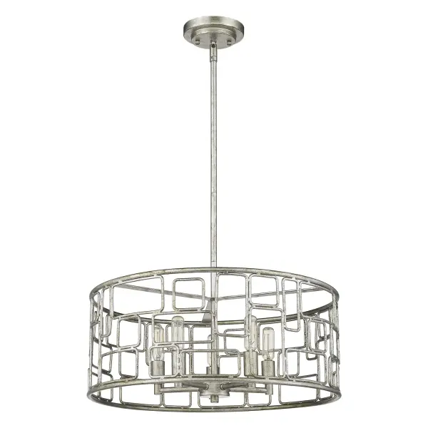 The Amoret 5-Light Convertible Pendant combines classic candelabra styling with modern versatility. Its antique silver finish and steel construction offer durability and timeless appeal, while the convertible design allows for customized installation.