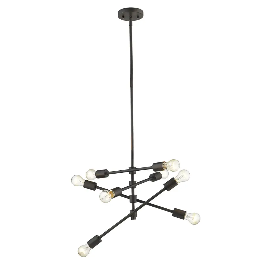Industrial Elegance: 8-Light Statement Pendant with Adjustable Height - Image 1