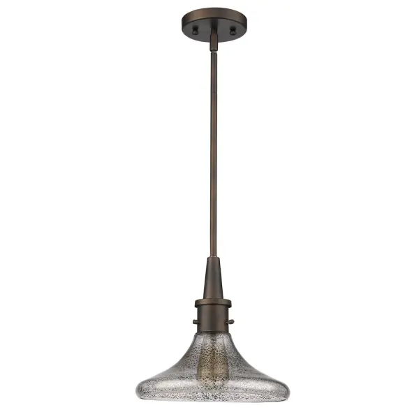 The Brielle pendant combines oil rubbed bronze finish with distinctive crackled glass for an industrial-farmhouse aesthetic. At 10.5 inches wide, it's perfectly sized for kitchen islands, breakfast nooks, or small foyers.