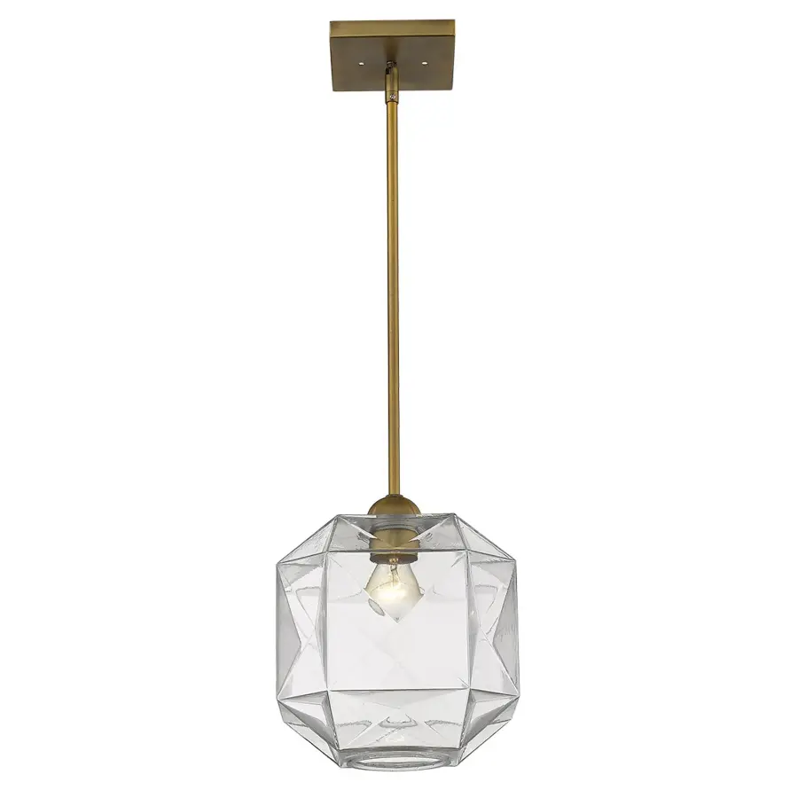 Loft 1-Light Brass Pendant with Faceted Glass - Image 1