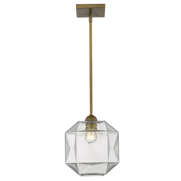 The Loft pendant combines industrial styling with refined details through its faceted glass globe and brass finish. At under 10 inches wide, it's perfectly scaled for intimate spaces or clustered installations. - alternate view