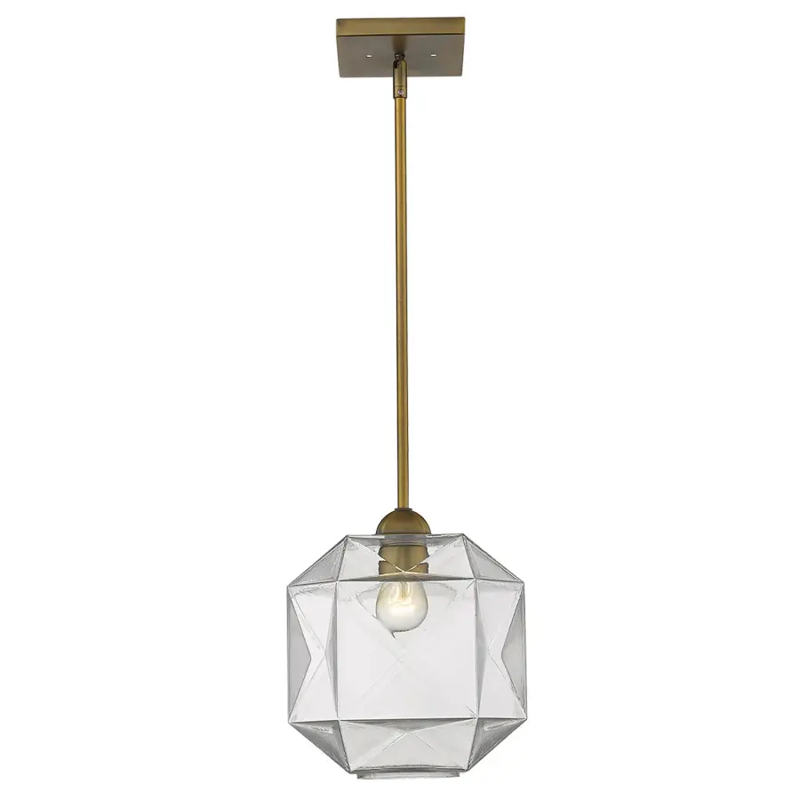 Loft 1-Light Brass Pendant with Faceted Glass - Image 2