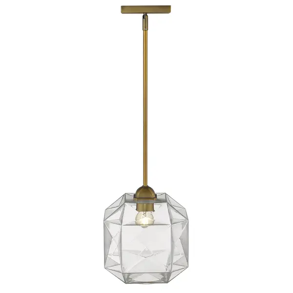 Loft 1-Light Brass Pendant with Faceted Glass - Image 3