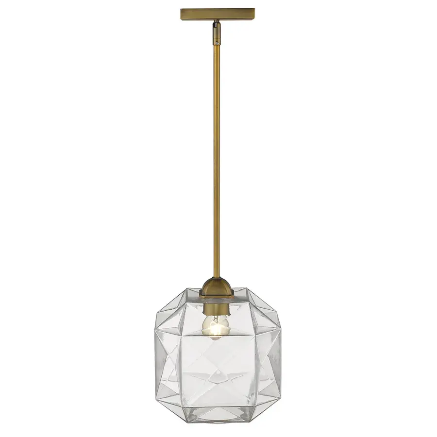 Loft 1-Light Brass Pendant with Faceted Glass - Image 3