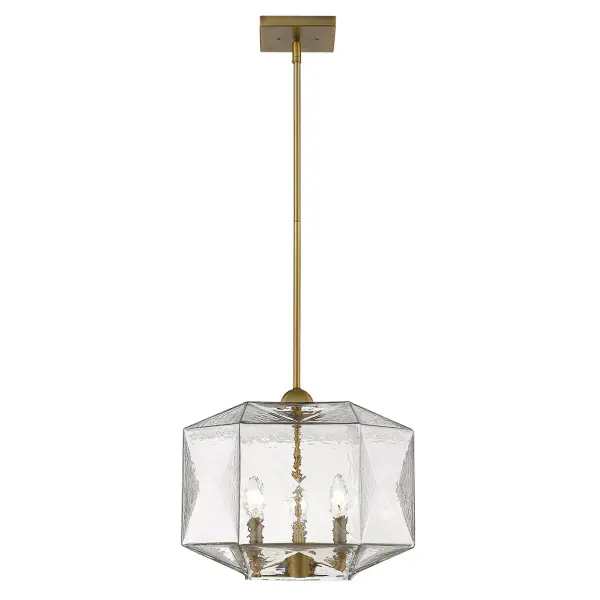 Loft 3-Light Brass Pendant with Faceted Glass Globes - Image 2