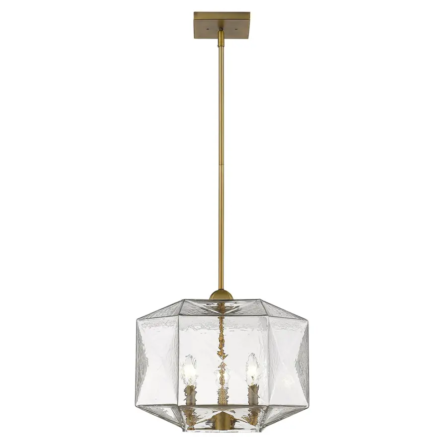 Loft 3-Light Brass Pendant with Faceted Glass Globes - Image 2