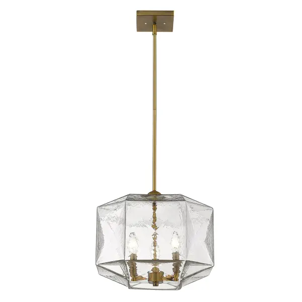 Loft 3-Light Brass Pendant with Faceted Glass Globes - Image 3