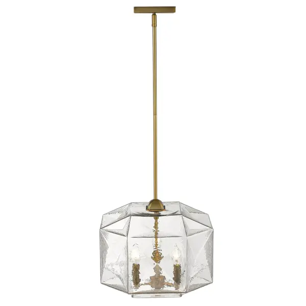 Loft 3-Light Brass Pendant with Faceted Glass Globes - Image 4