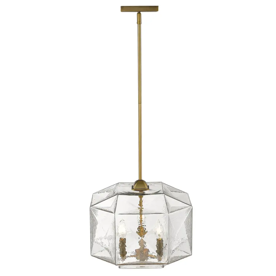 Loft 3-Light Brass Pendant with Faceted Glass Globes - Image 4
