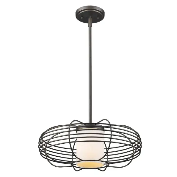 The Loft Wire Globe brings industrial charm with its open wire cage design and opal glass globe. At 16" wide, it's perfectly sized for kitchen islands, dining nooks, or entryways. The oil-rubbed bronze finish adds warmth while maintaining an urban edge. - alternate view
